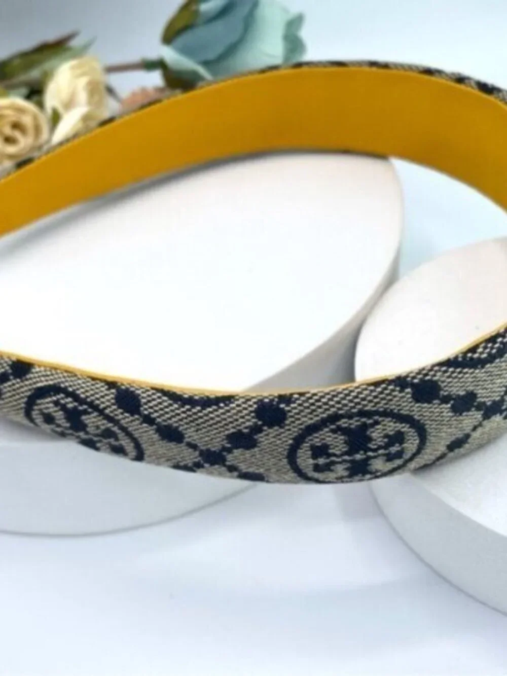 Tory Burch Gray Logo Headband Designer Hair Accessory